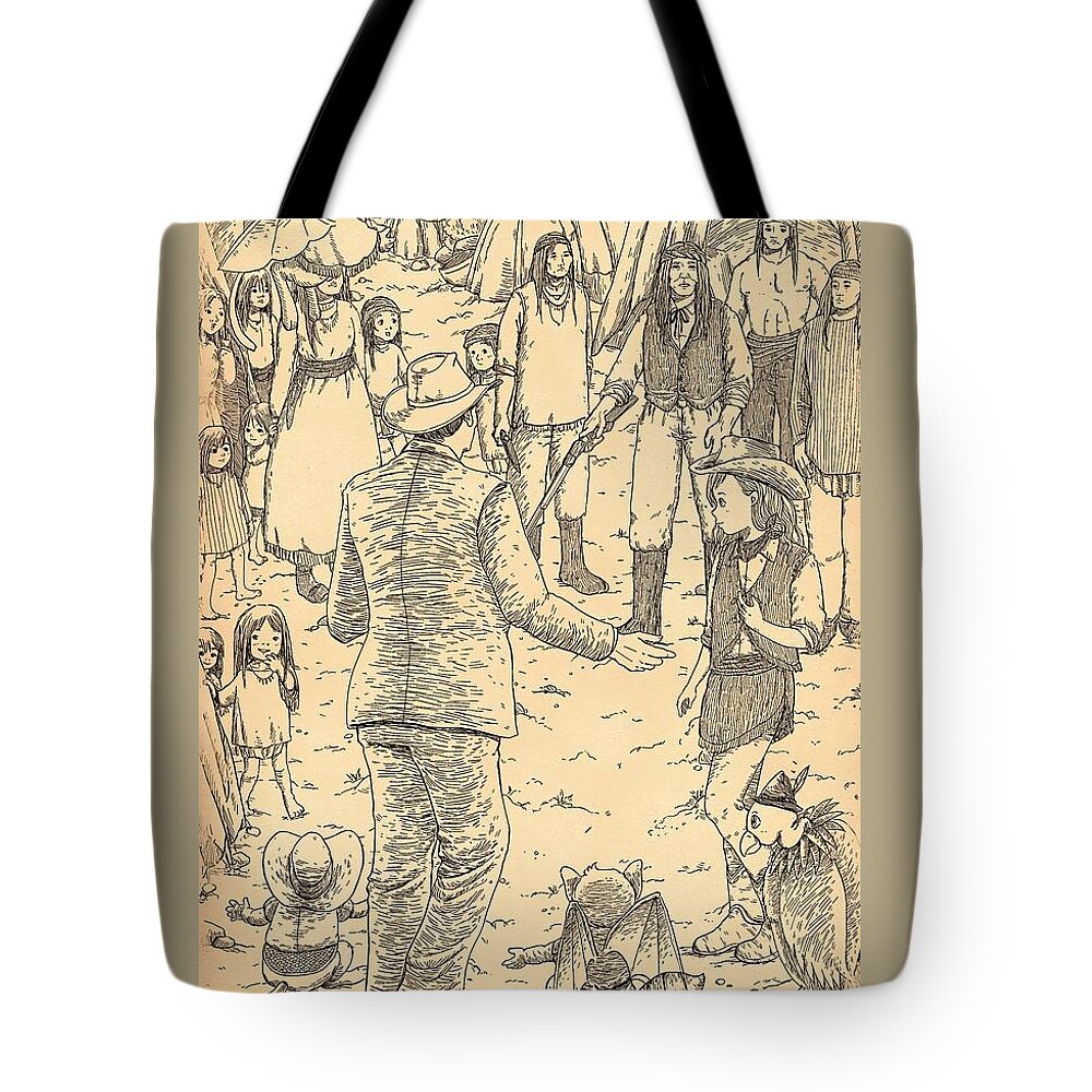 wild West Tote Bag featuring the painting Cochise and Tom Jeffords by Reynold Jay