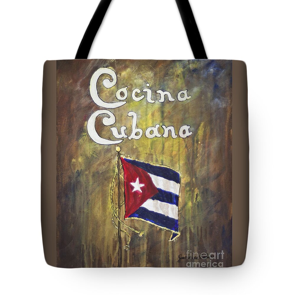 Kitchen Tote Bag featuring the painting Cocina Cubana by Janis Lee Colon