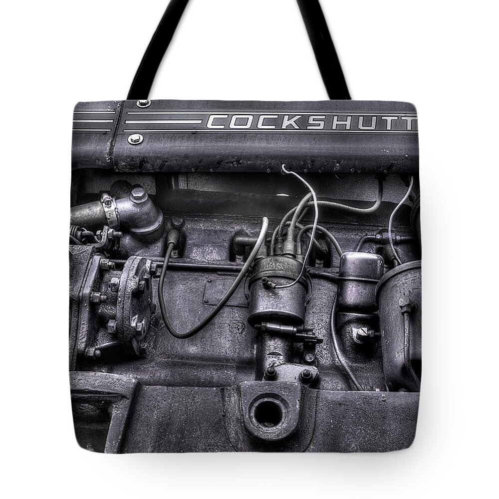 Vintage Tractor Tote Bag featuring the photograph Cockshutt Engine by Mike Eingle