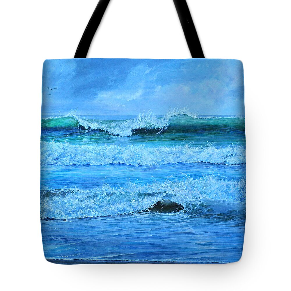 Florida Tote Bag featuring the painting Cocoa Beach Surf by AnnaJo Vahle
