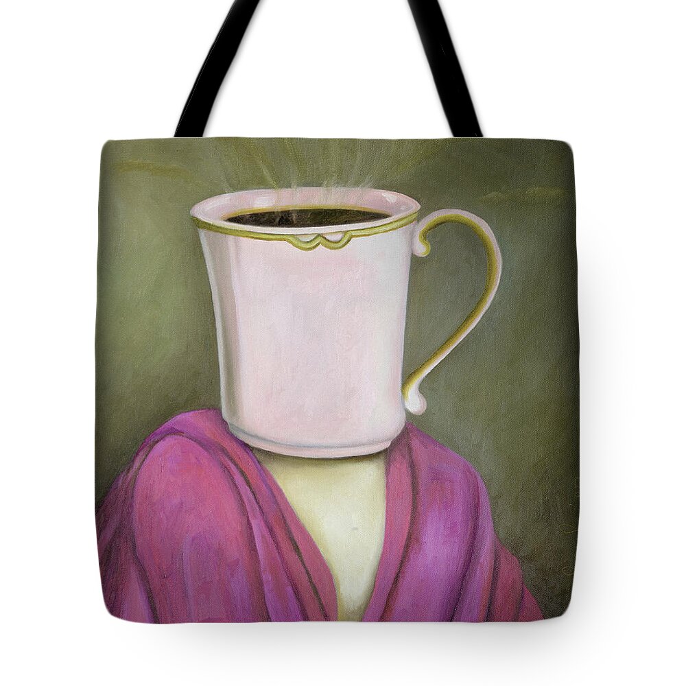 Coffee Tote Bag featuring the painting Coffee Head 2 by Leah Saulnier The Painting Maniac