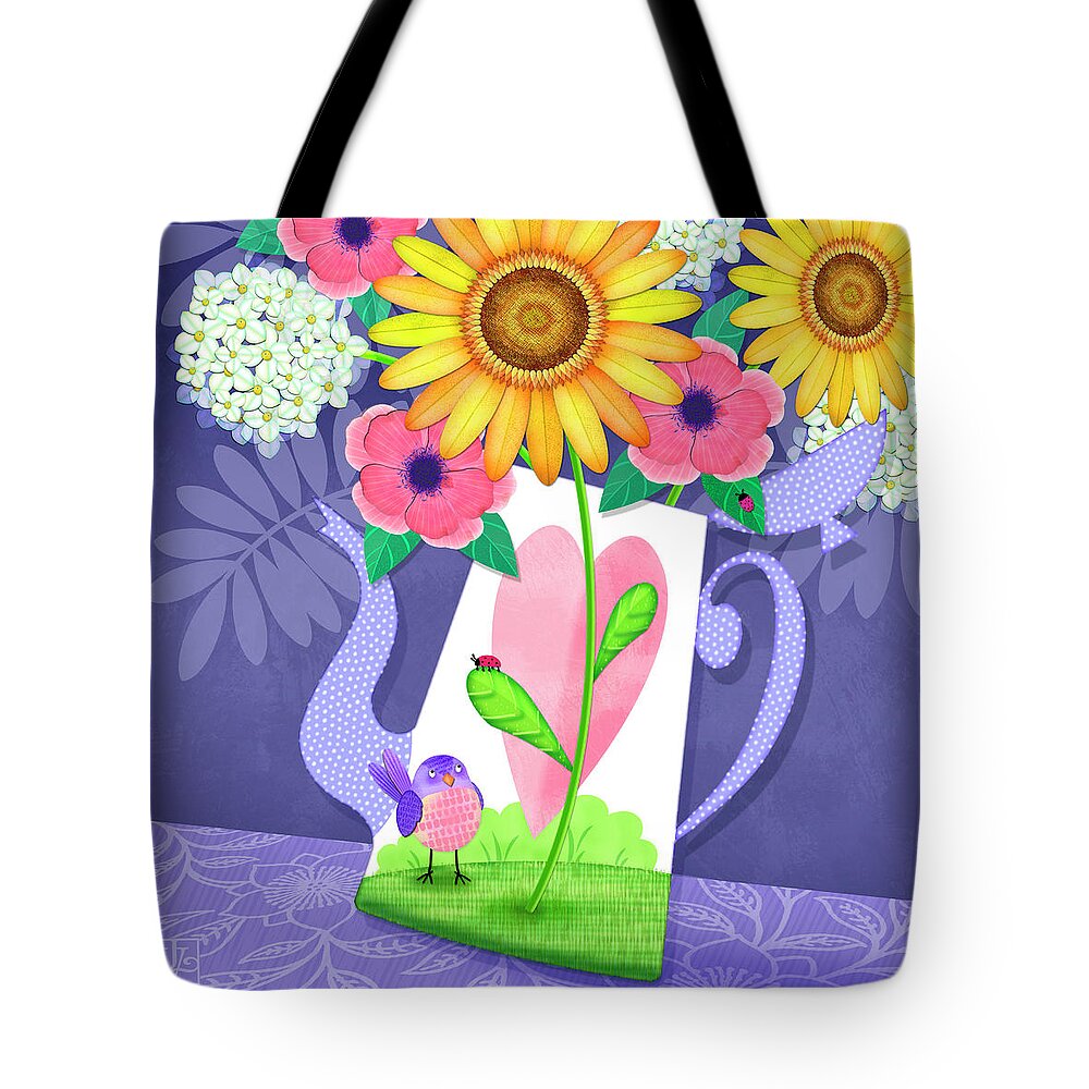 Coffee Pot Tote Bag featuring the digital art Coffee Pot Surprise by Valerie Drake Lesiak