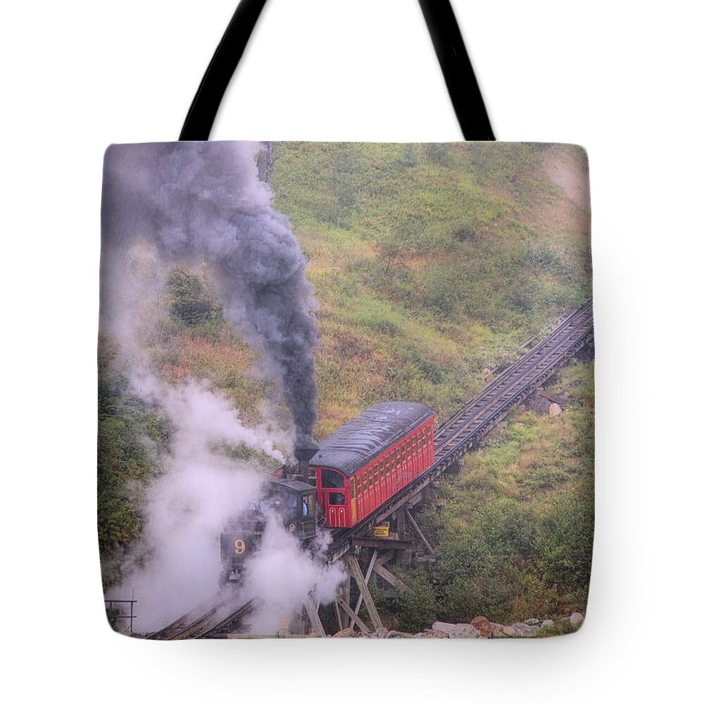 Cog Tote Bag featuring the photograph Cog Railway Car by Natalie Rotman Cote
