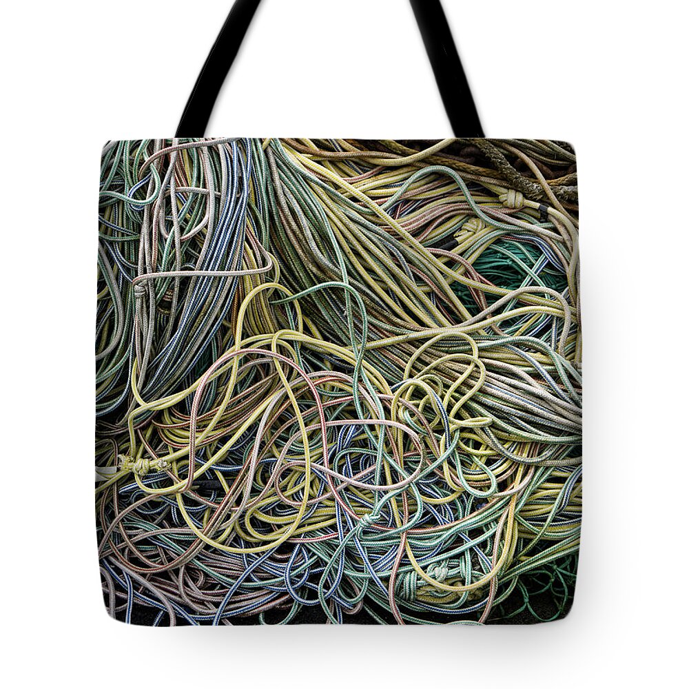 Fishing Tote Bag featuring the photograph Coils of Rope by Carol Leigh
