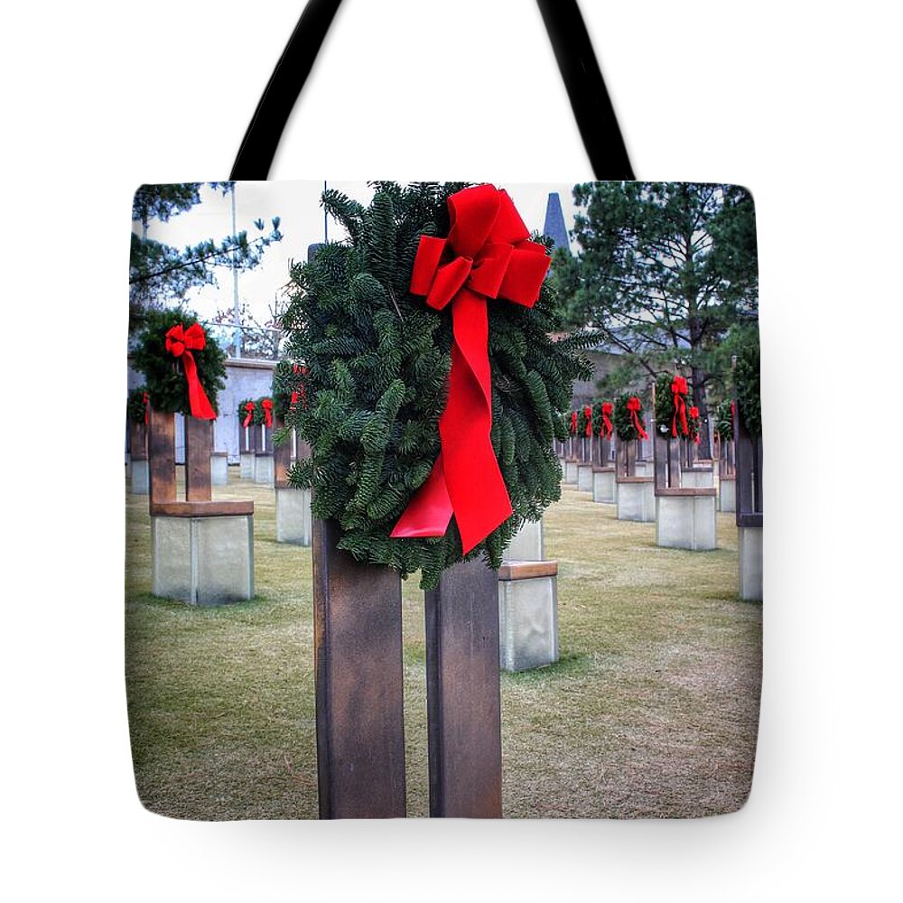 Okc Tote Bag featuring the photograph Coins On An Empty Chair by Buck Buchanan
