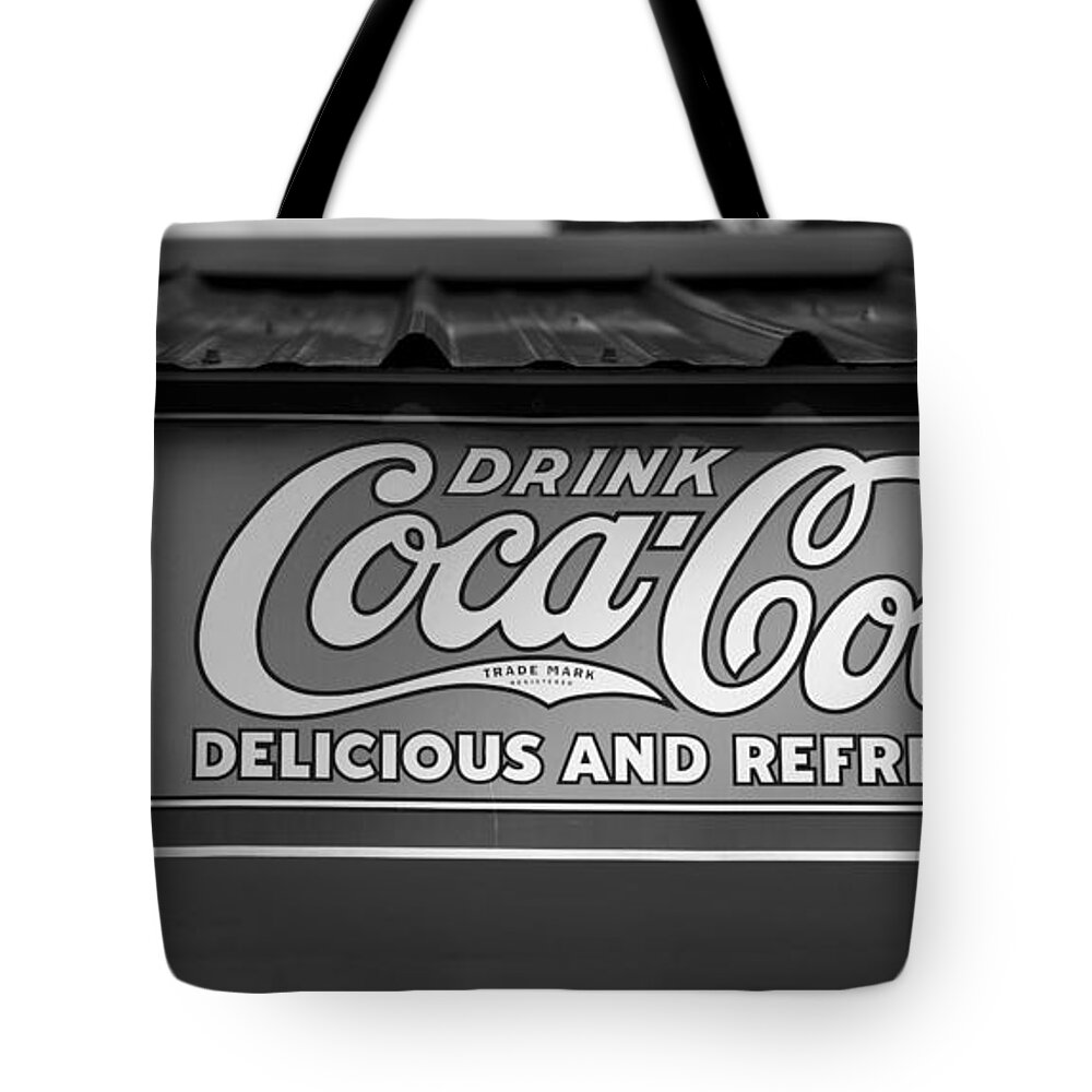 Coke Tote Bag featuring the photograph Coke sign work 7 by David Lee Thompson