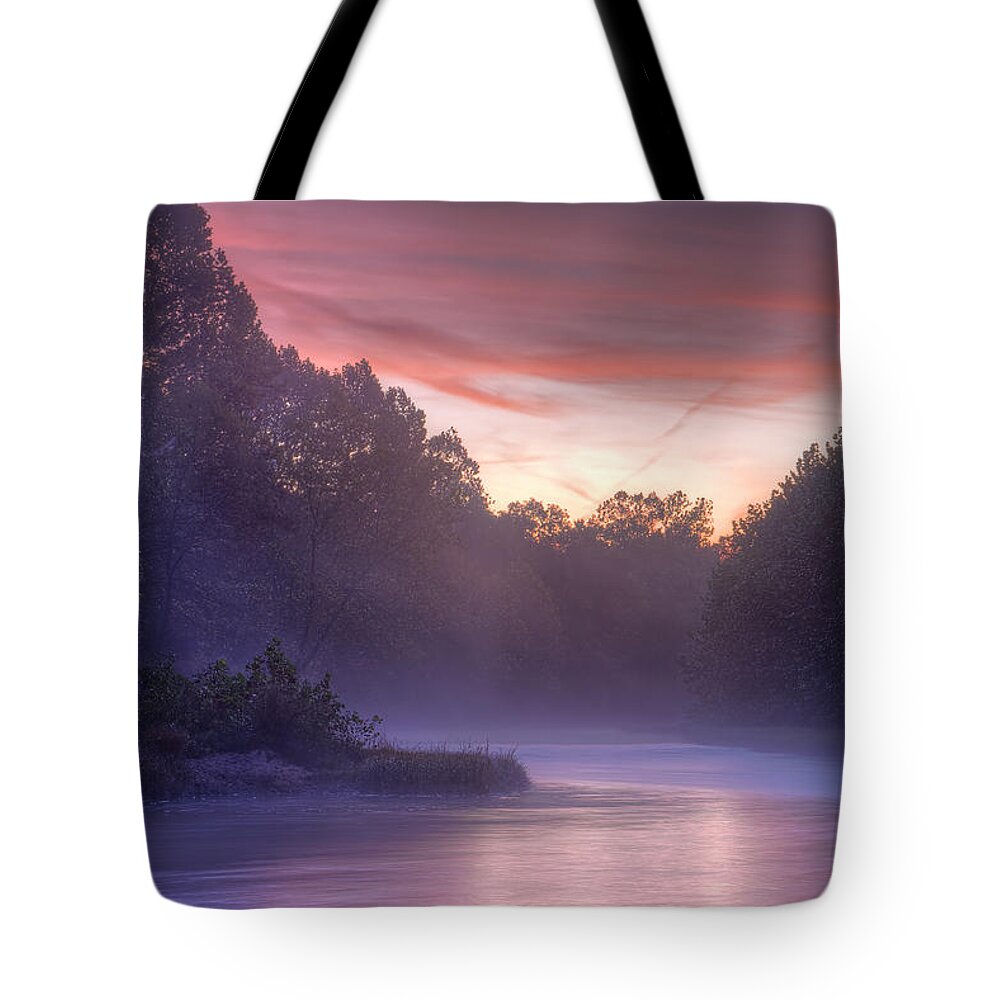 2015 Tote Bag featuring the photograph Cold Blue Mist by Robert Charity