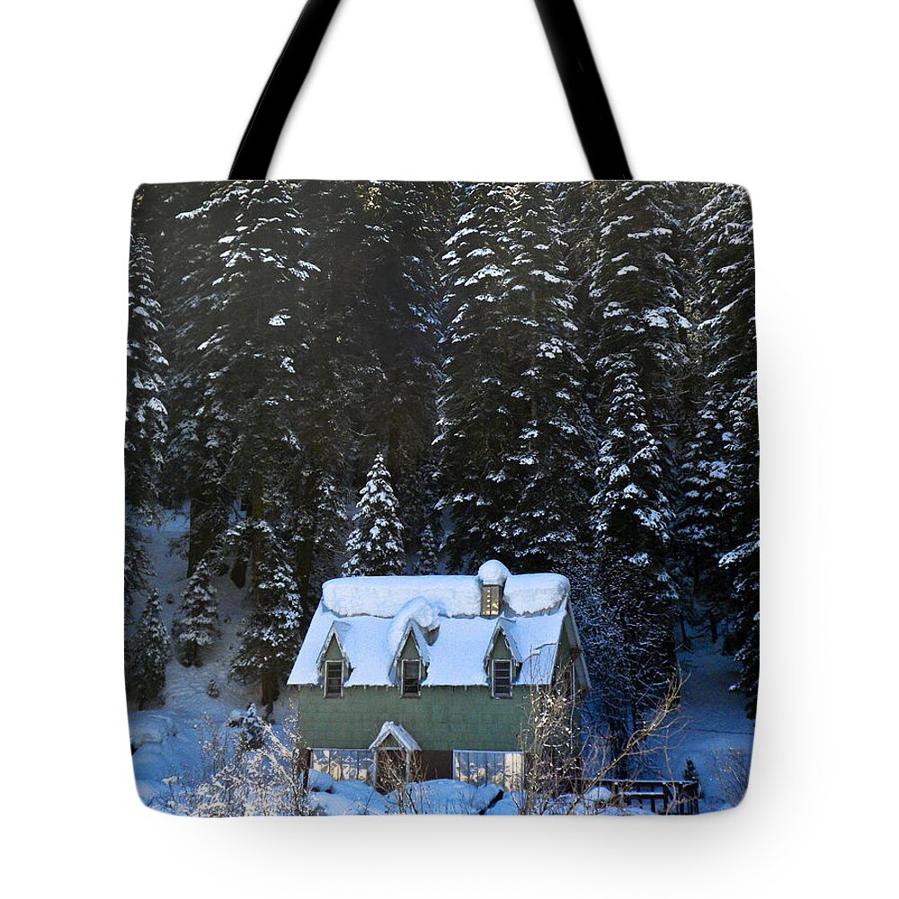 Cabin Snow Cold Tote Bag featuring the photograph Cold Cabin by Neil Pankler