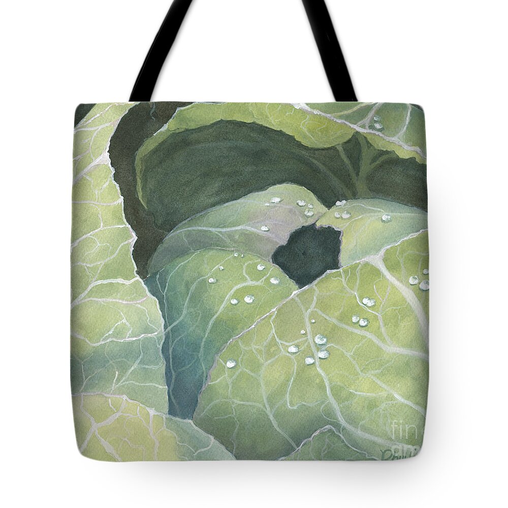 Cabbage Tote Bag featuring the painting Cold Crop by Phyllis Howard