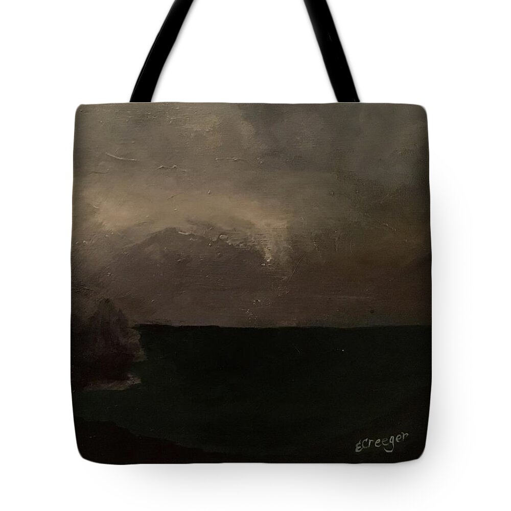Painting Tote Bag featuring the painting Cold Fog and Sea by Esperanza Creeger