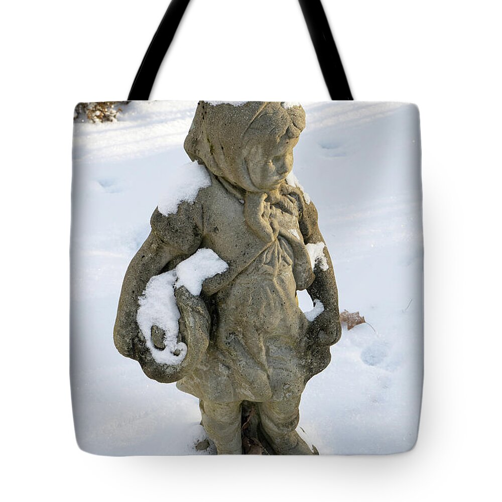 Cold Tote Bag featuring the photograph Cold Little Girl in the Morning Sun by Douglas Barnett