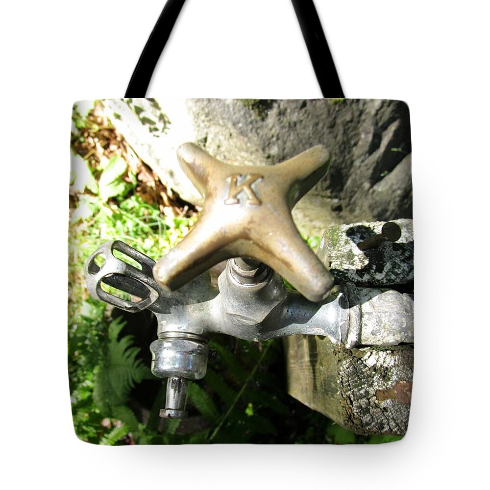Tap Tote Bag featuring the photograph Cold water in the green by Rosita Larsson