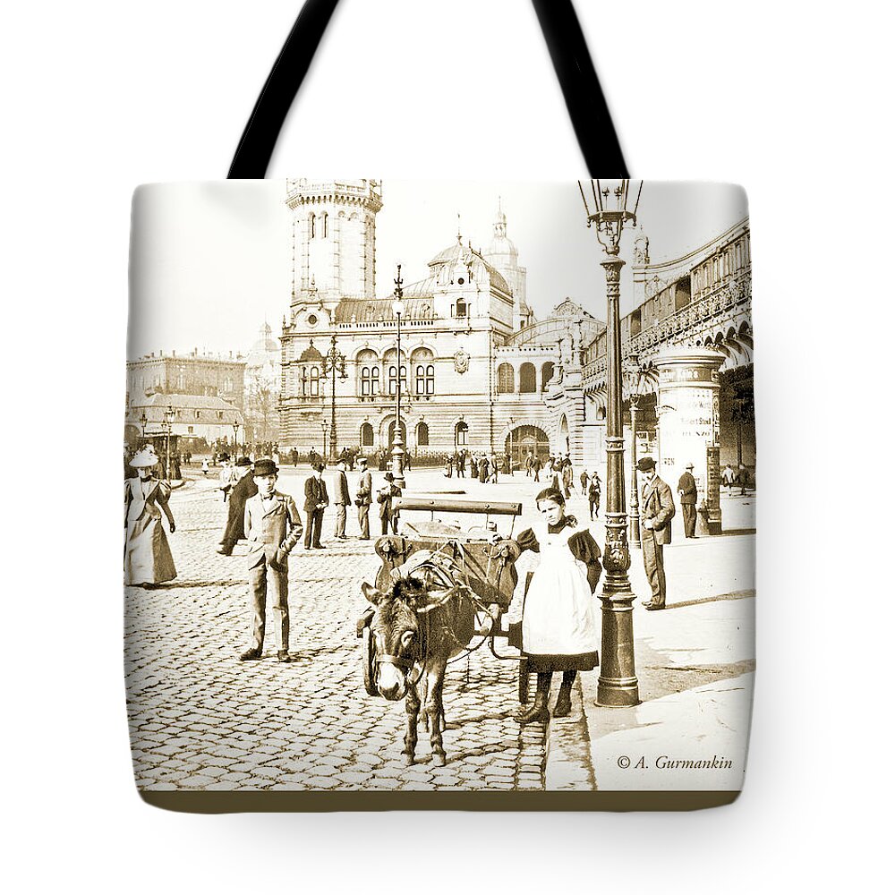 Cologne Tote Bag featuring the photograph Cologne, Germany Street Scene, 1903, Vintage Photograph by A Macarthur Gurmankin