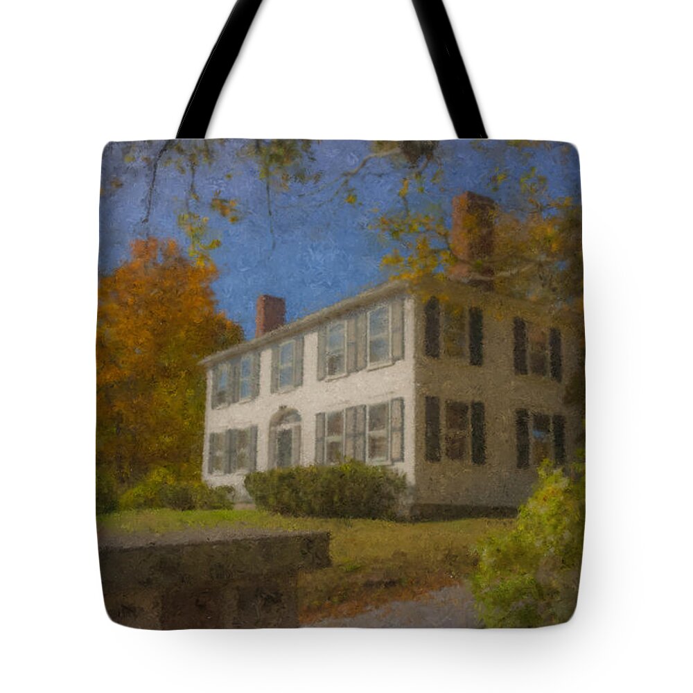 Colonial Tote Bag featuring the painting Colonial House on Main Street, Easton by Bill McEntee