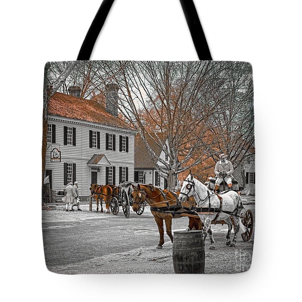 Williamsburg Tote Bag featuring the photograph Colonial wheels by Izet Kapetanovic