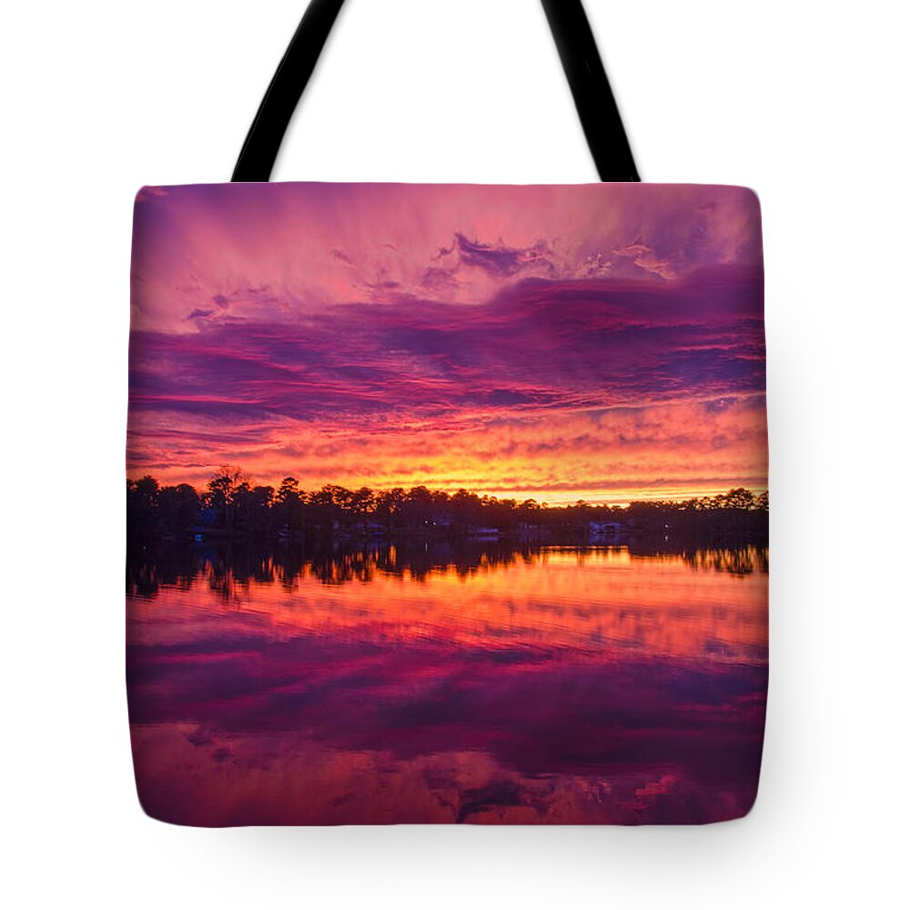 Sunset Tote Bag featuring the photograph Color Explosion Sunset by Beth Venner