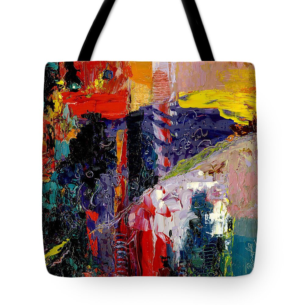 Abstract Tote Bag featuring the painting Color Injuction by Judith Barath