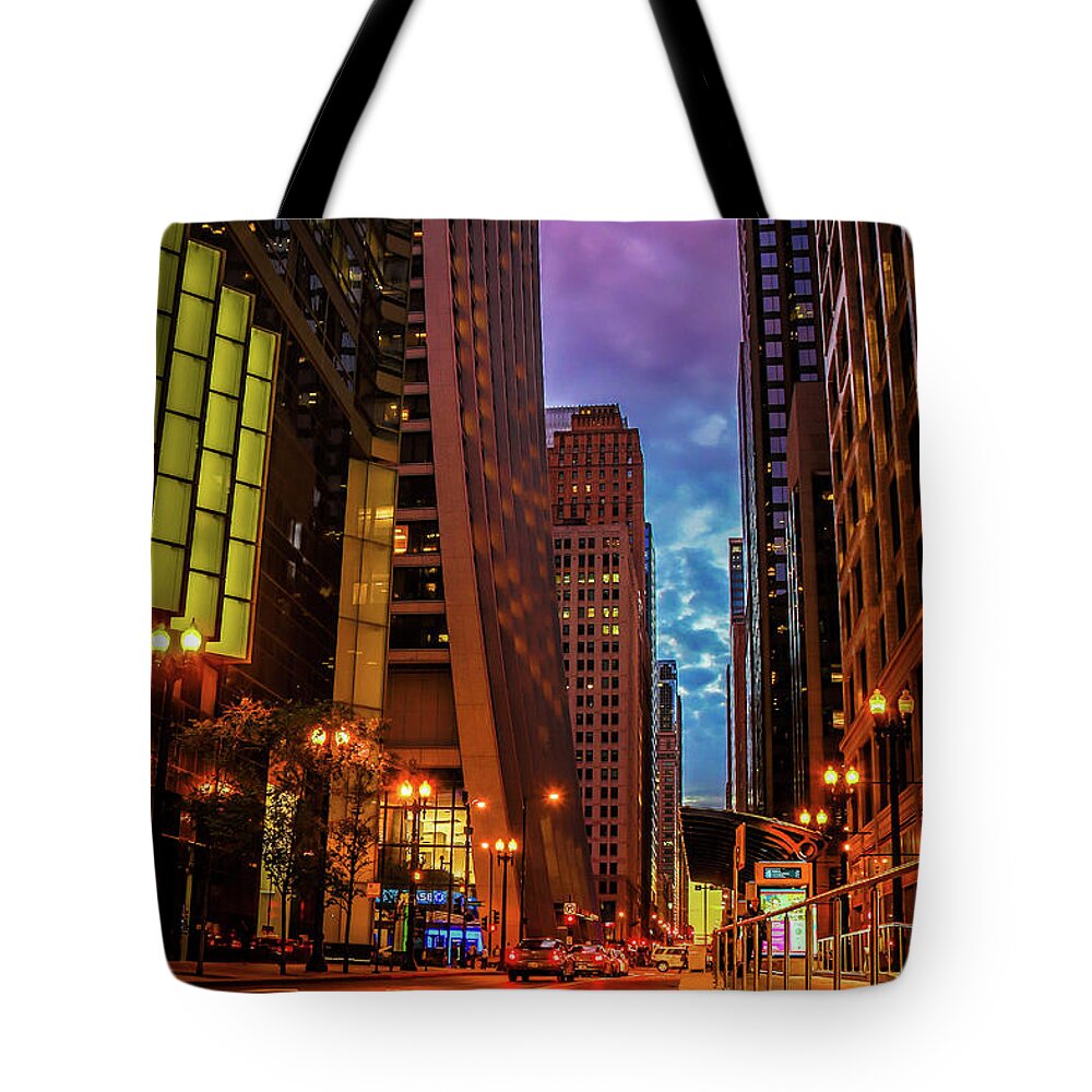 Chicago Tote Bag featuring the photograph Color of Night by Tony HUTSON