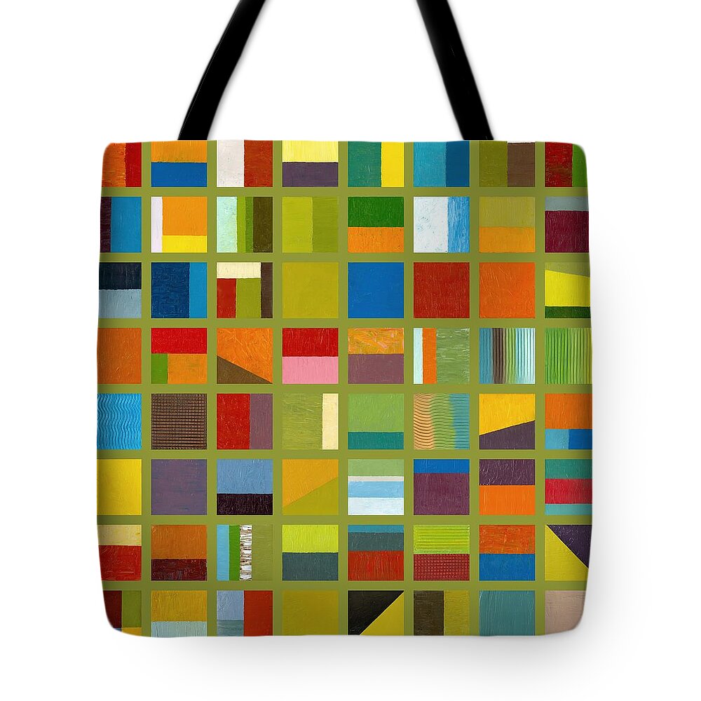 Abstract Tote Bag featuring the painting Color Study Collage 64 by Michelle Calkins