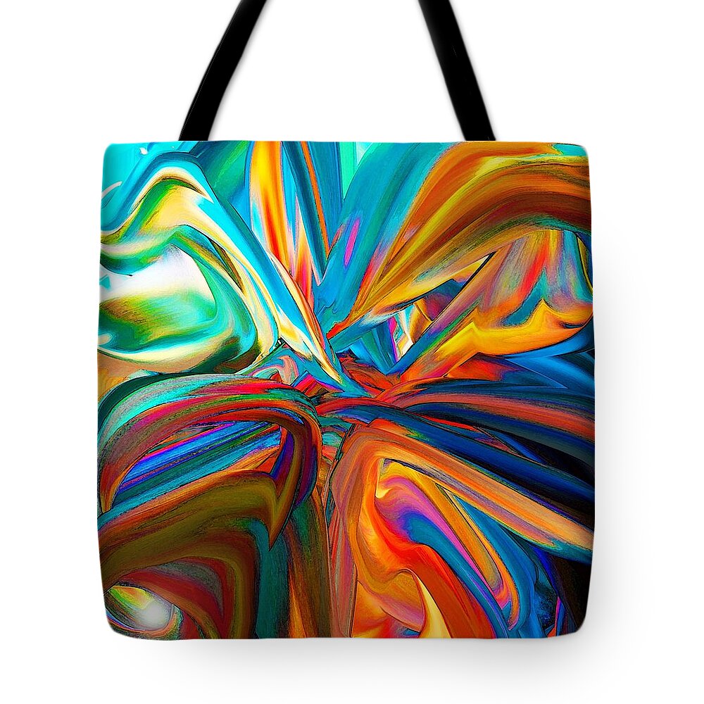 Original Modern Art Abstract Contemporary Vivid Colors Tote Bag featuring the digital art Color Wave 3 by Phillip Mossbarger