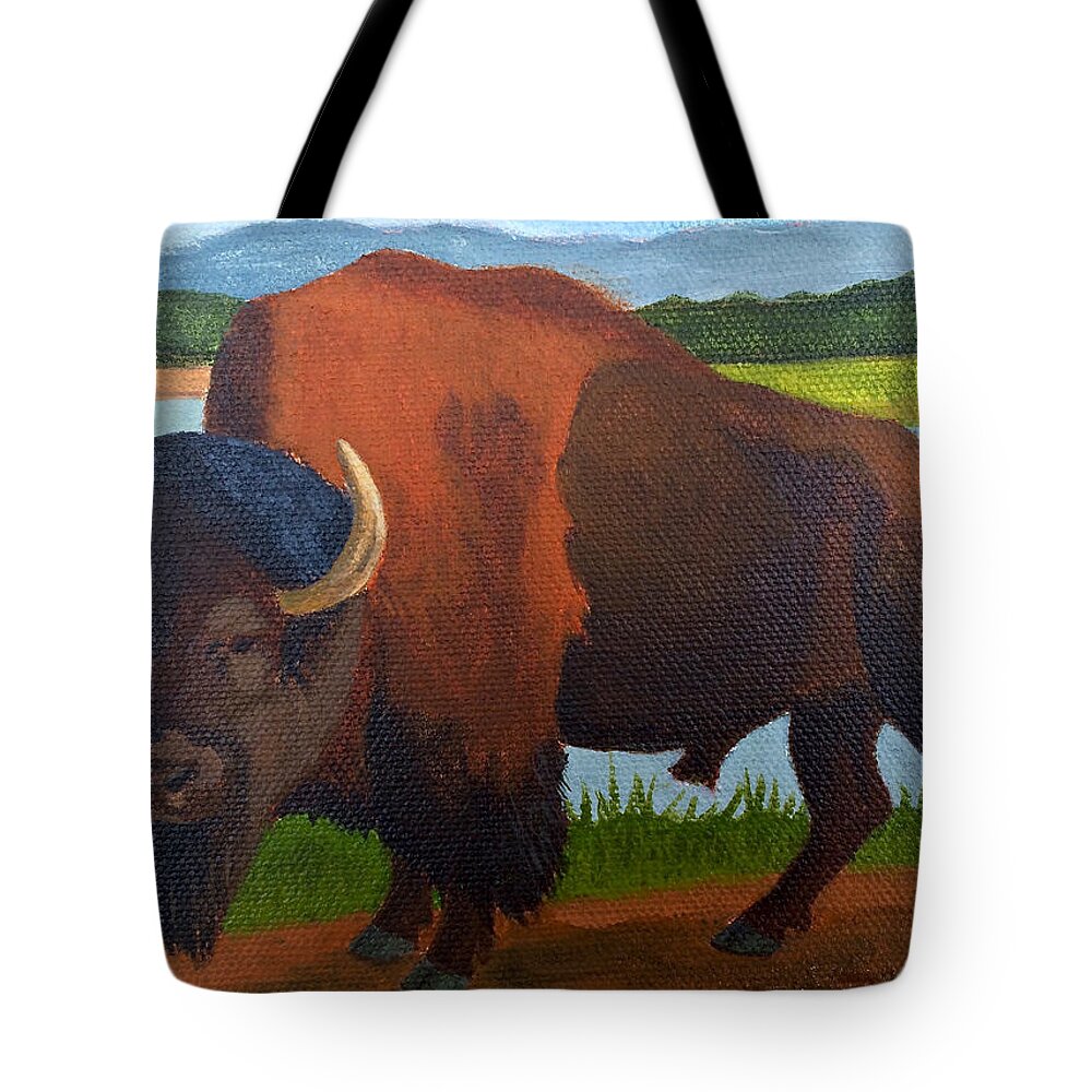 Colorado Tote Bag featuring the painting Colorado Buffalo by Dustin Miller