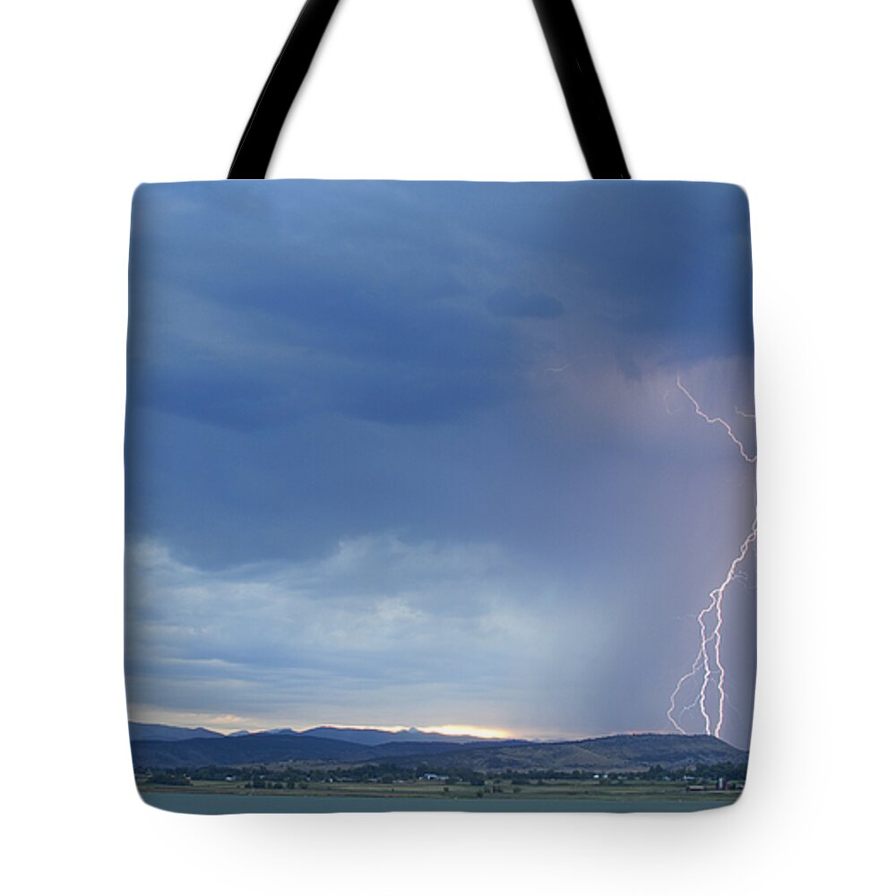 July Tote Bag featuring the photograph Colorado Rocky Mountains Foothills Lightning Strikes by James BO Insogna