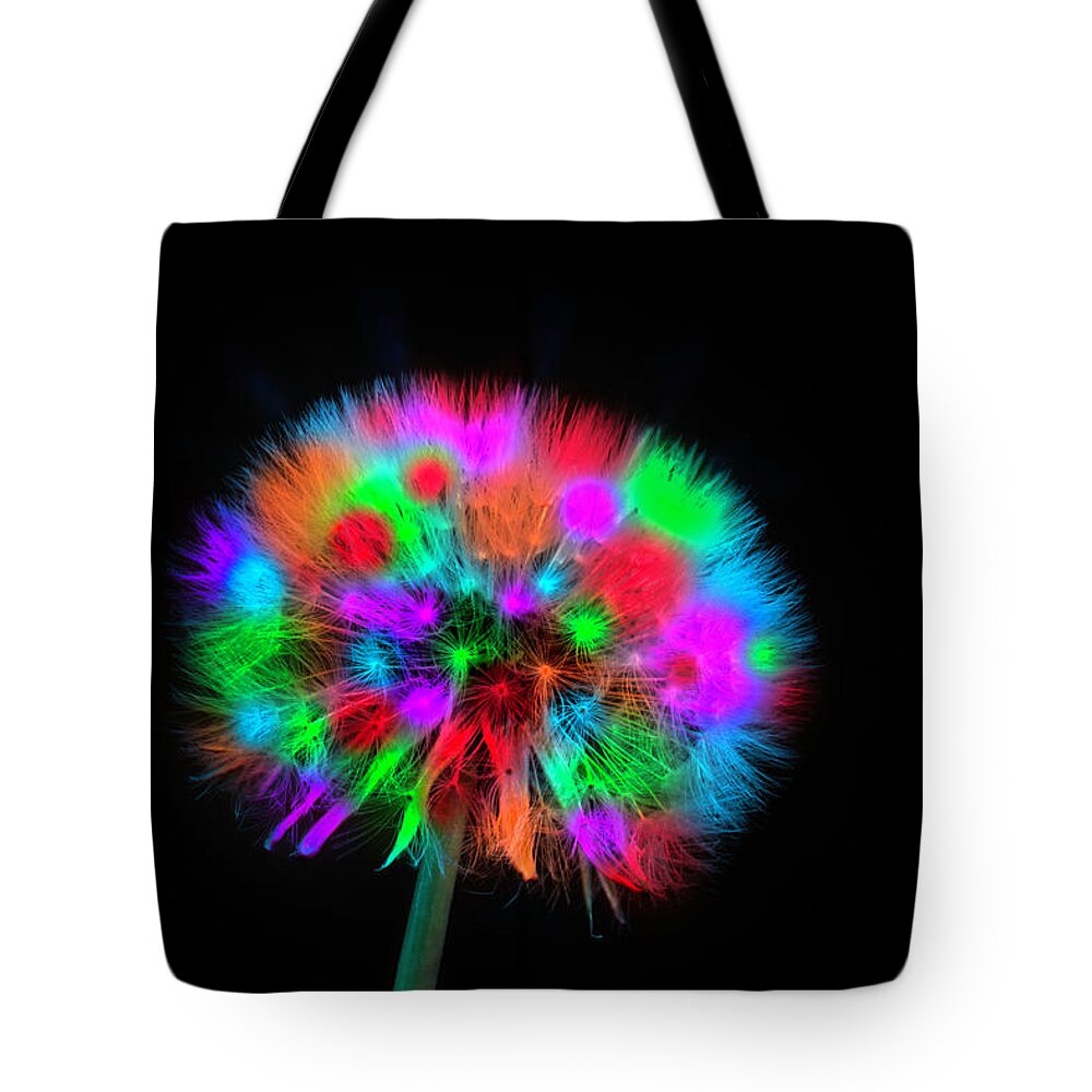 Dandelion Tote Bag featuring the photograph Colored Dandelion by Wolfgang Stocker