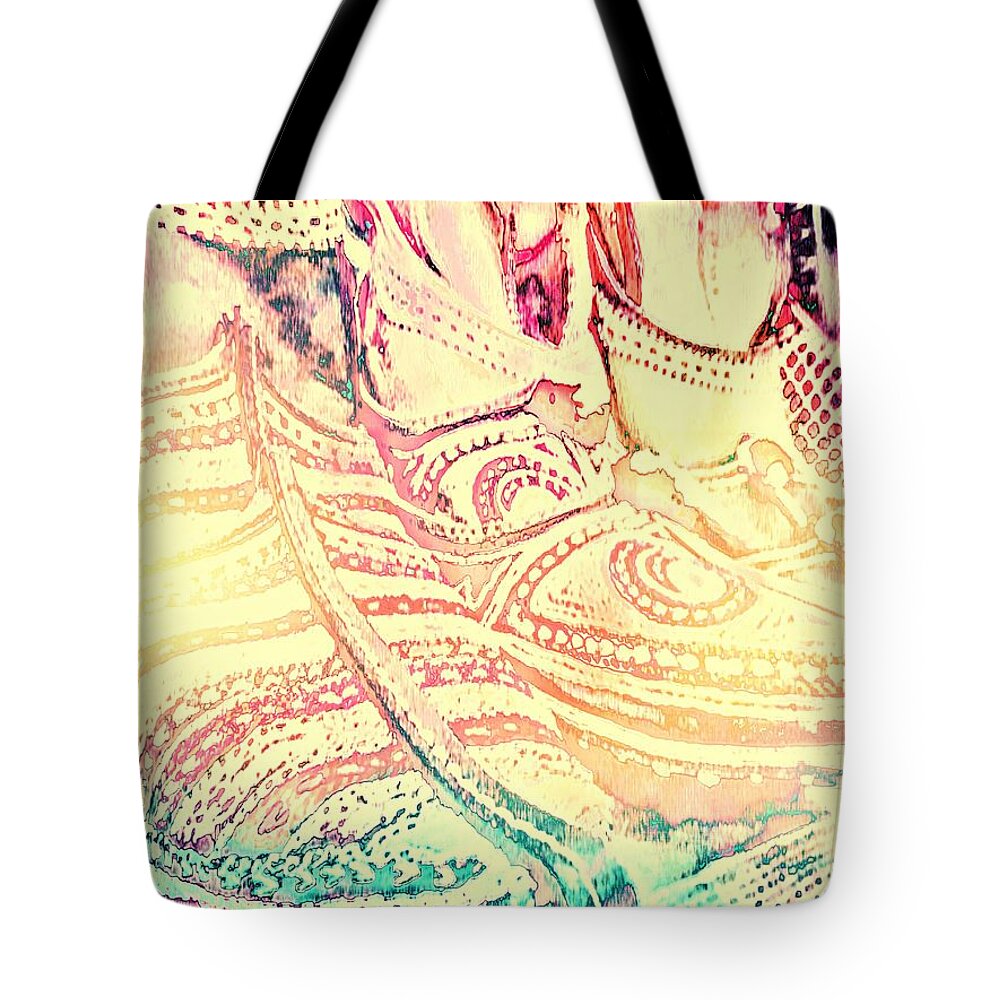 Colourful Footwear Tote Bag featuring the photograph Colorful Abstract Shoes For Sale Juttis India Rajasthan Jaipur 3c by Sue Jacobi