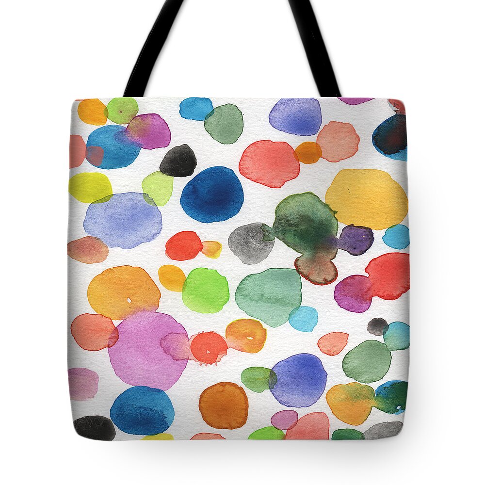 Abstract Watercolor Art Tote Bag featuring the painting Colorful Bubbles by Linda Woods