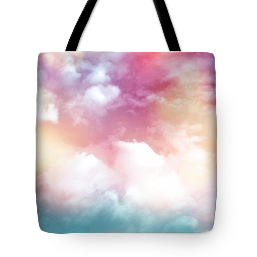 Clouds Tote Bag featuring the photograph Colorful Clouds With Lens Flare by Serena King