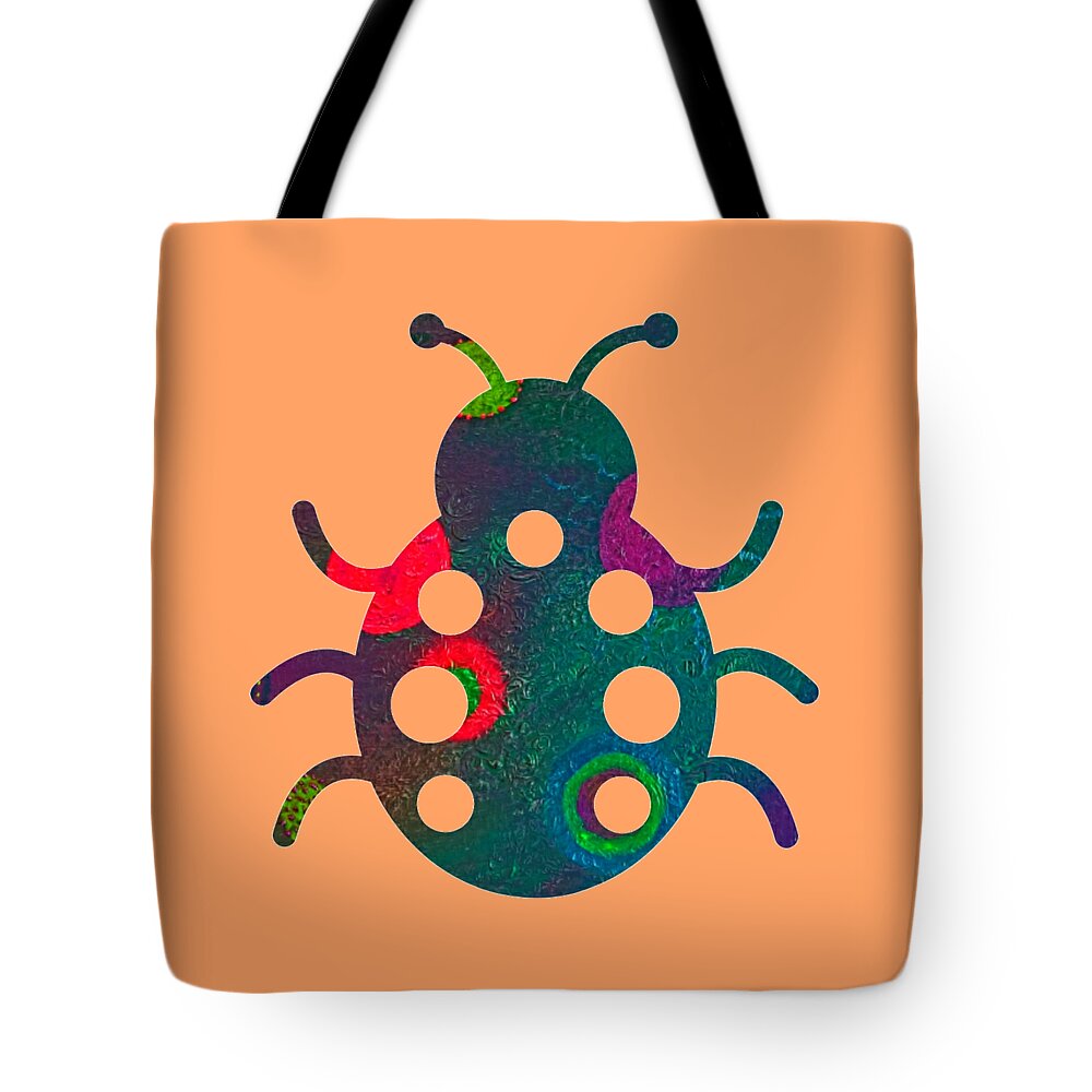 Beetle Tote Bag featuring the digital art Colorful Crawling Critter by Rachel Hannah