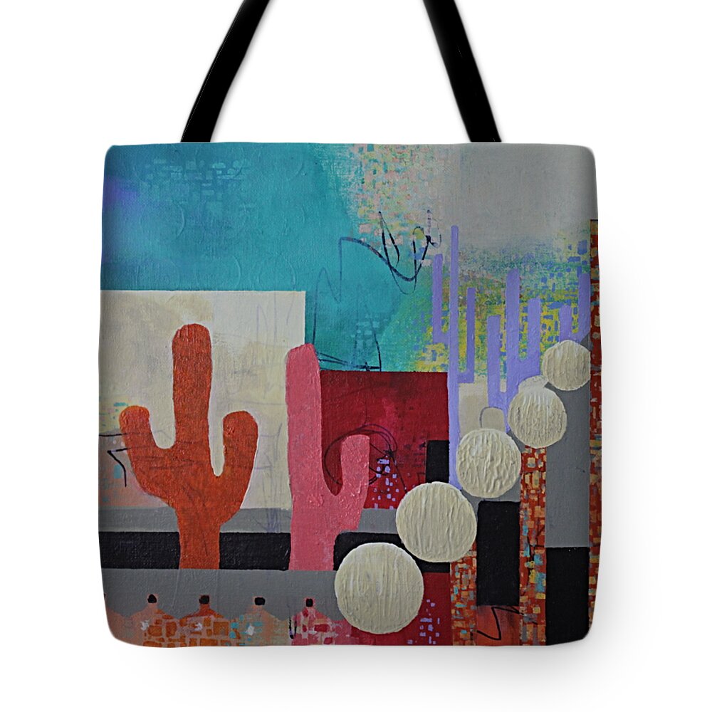 Abstract Tote Bag featuring the painting Colorful Desert by April Burton
