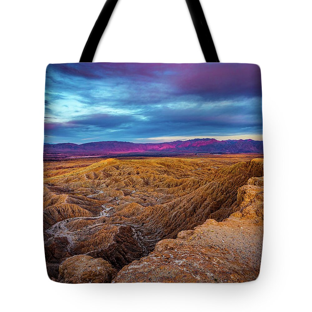 Anza - Borrego Desert State Park Tote Bag featuring the photograph Colorful Desert Sunrise by Peter Tellone
