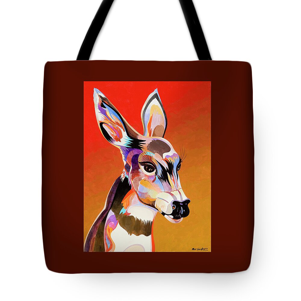Animal Art Tote Bag featuring the painting Colorful Doe by Bob Coonts