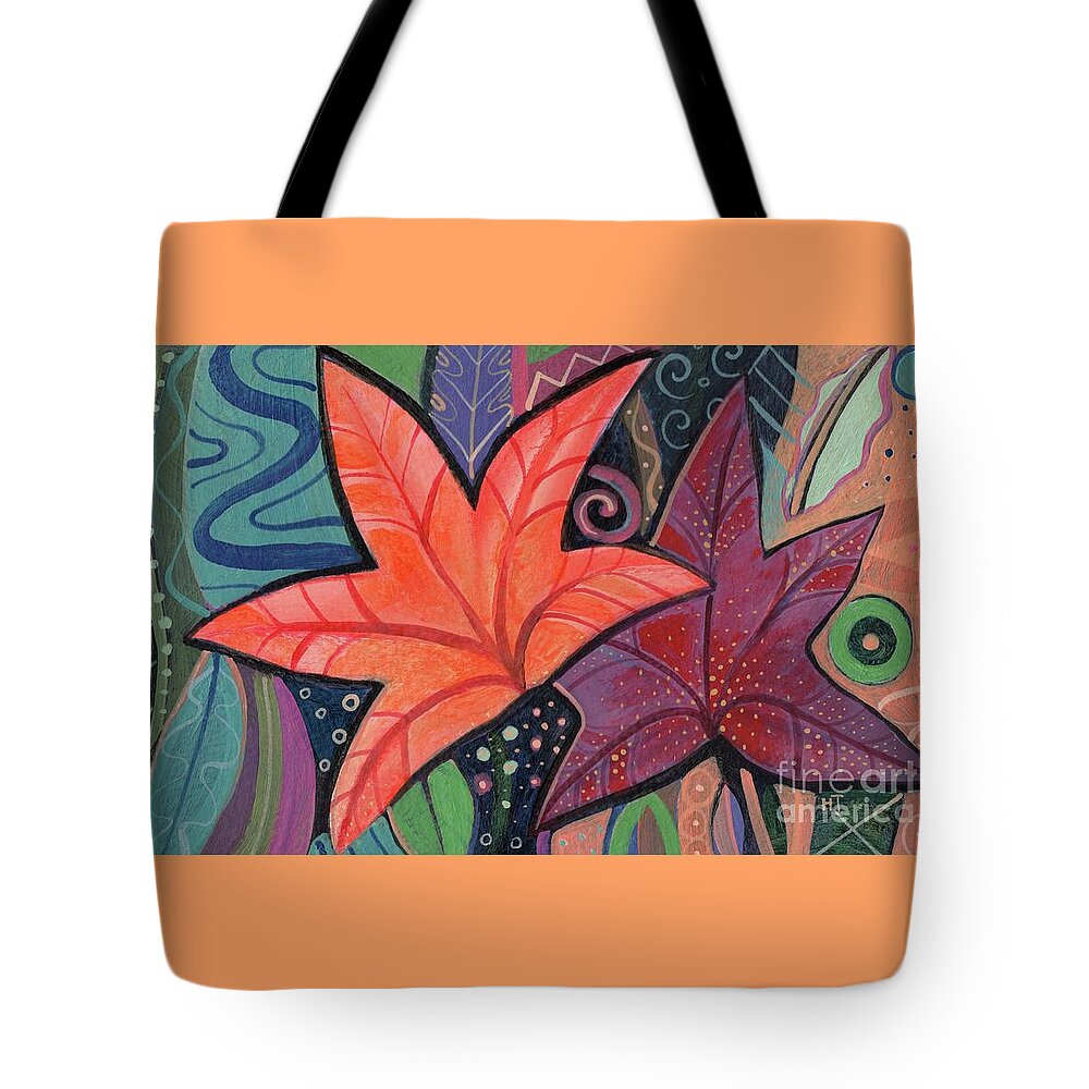 Leaves Tote Bag featuring the painting Colorful Fall by Helena Tiainen