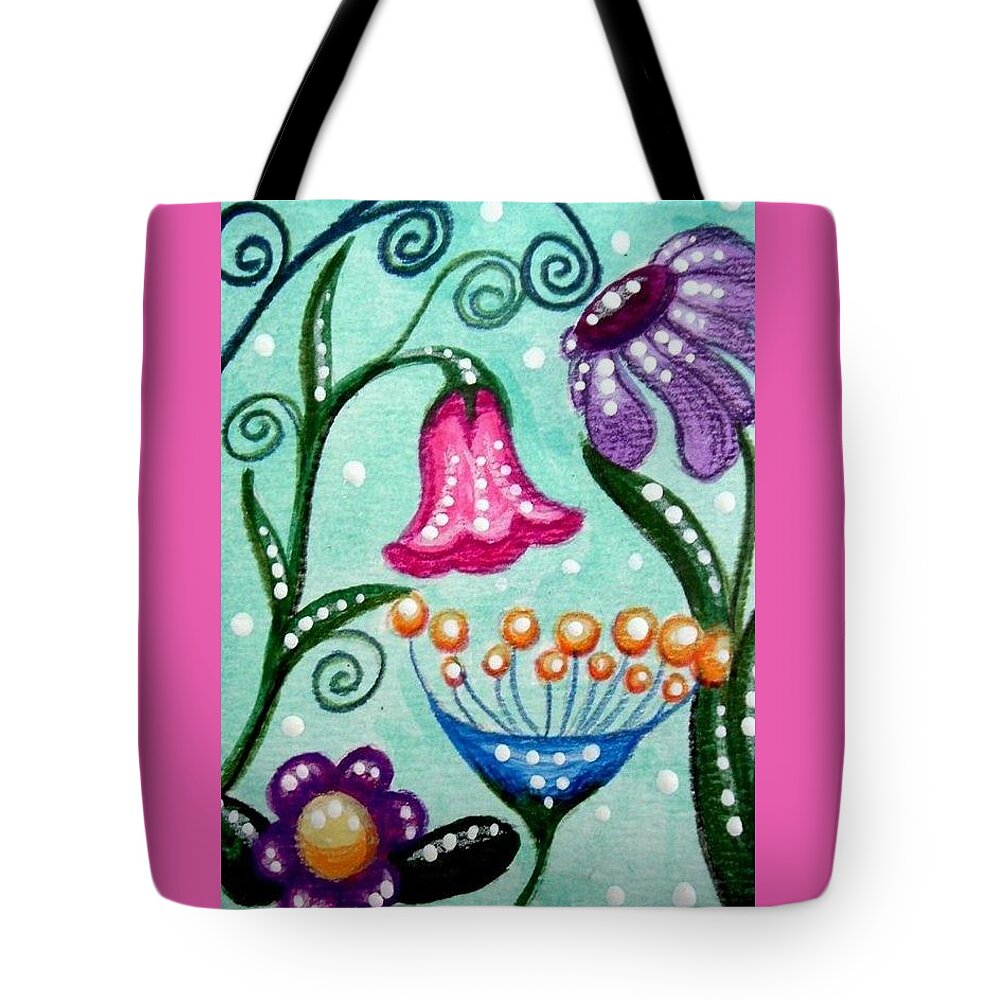 Floral Tote Bag featuring the painting Colorful Flowers by Monica Resinger