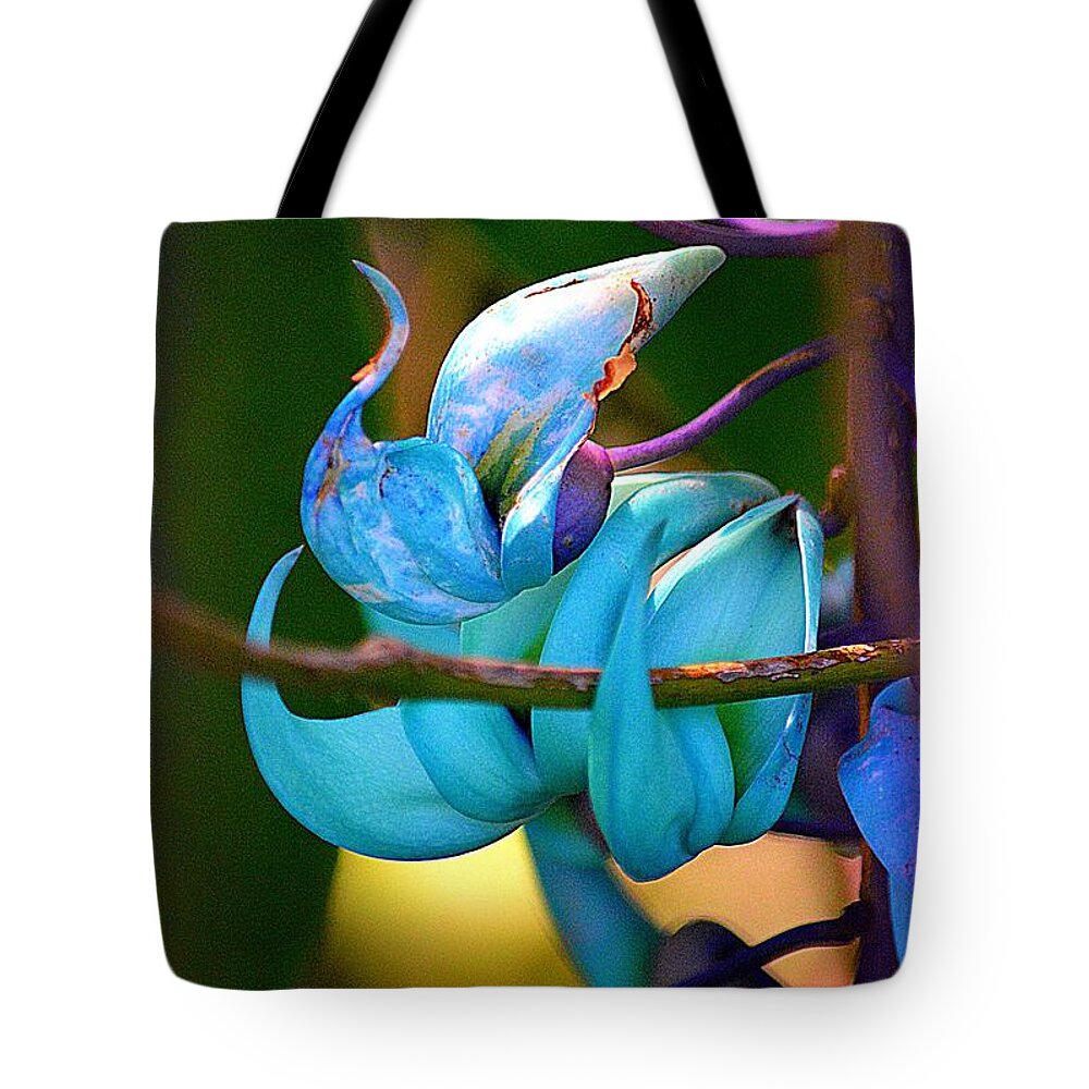 Flower Tote Bag featuring the photograph Colorful Jade Blossom by Lori Seaman