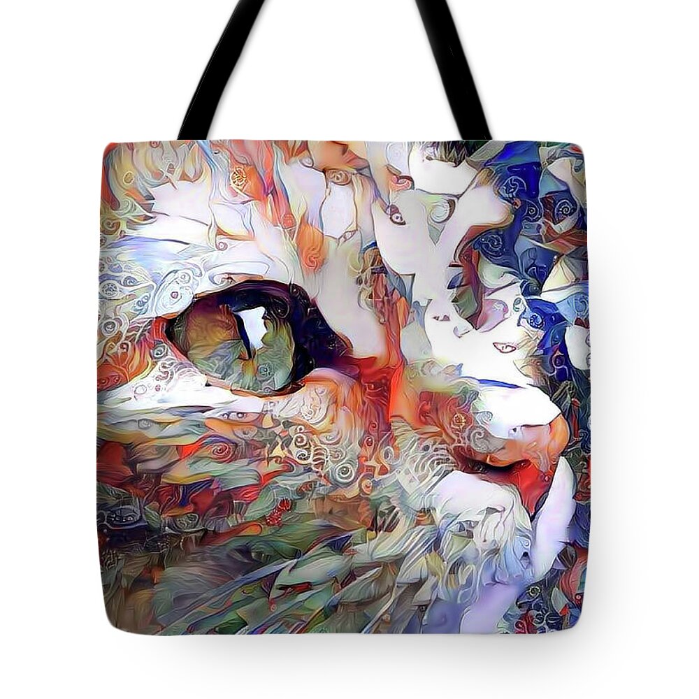 Orange Cat Tote Bag featuring the digital art Colorful Orange Cat Art by Peggy Collins