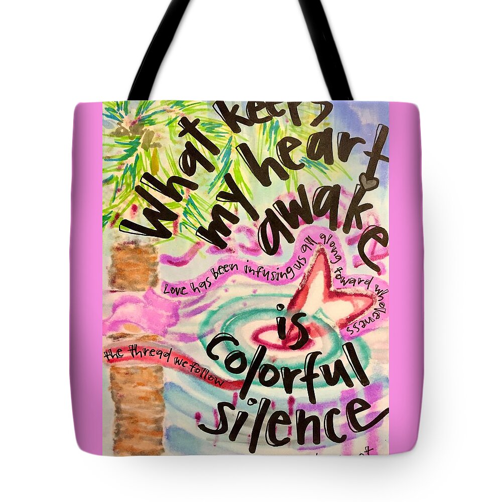 Heart Tote Bag featuring the painting Colorful Silence by Vonda Drees