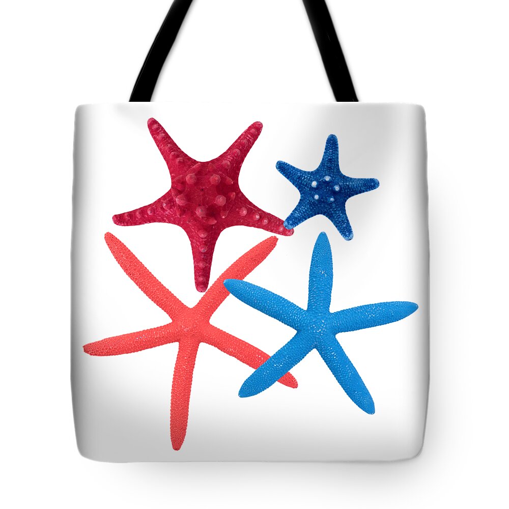 Starfish Tote Bag featuring the digital art Colorful Starfish by Roy Pedersen