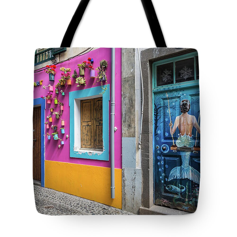 Street Art Tote Bag featuring the photograph Colorful Street by Eva Lechner