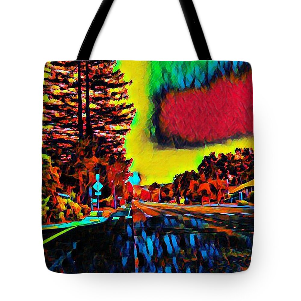 Sunrise Tote Bag featuring the digital art Colorful sunrise by Steven Wills