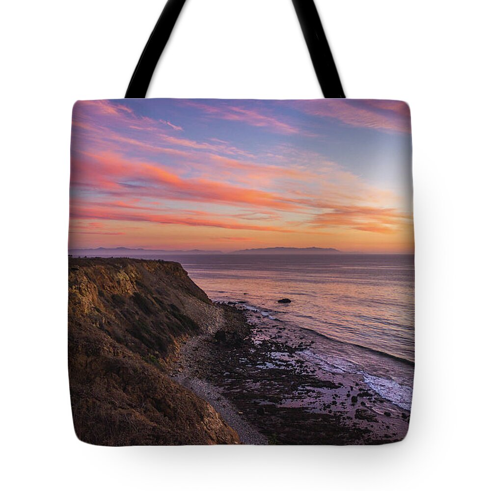 Beach Tote Bag featuring the photograph Colorful Sunset at Golden Cove by Andy Konieczny