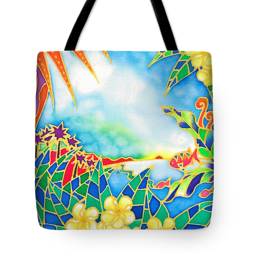 Tropics Tote Bag featuring the painting Colorful tropics 1 by Hisayo OHTA