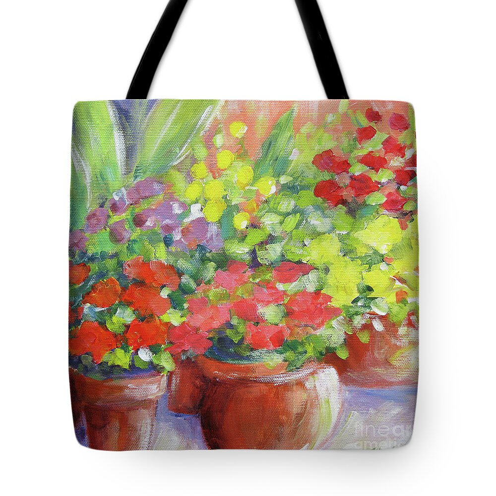 Flowers Tote Bag featuring the painting Colors in Bloom by Marsha Young