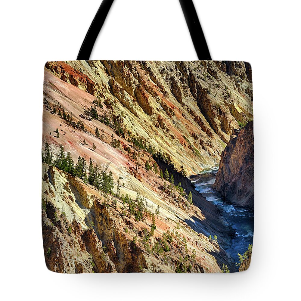 Wyoming Tote Bag featuring the photograph Colors of Yellowstone Canyon by Shirley Mitchell
