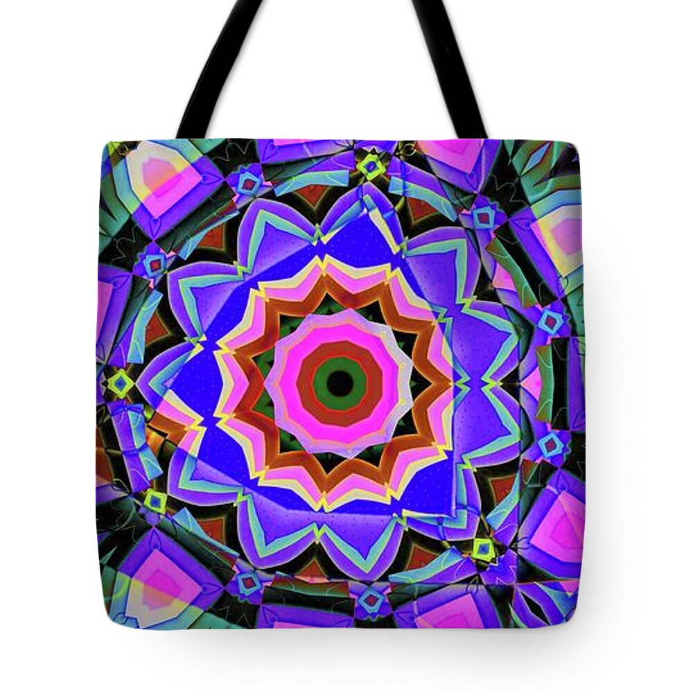 Abstract Tote Bag featuring the digital art Colors O're Laid by Ronald Bissett
