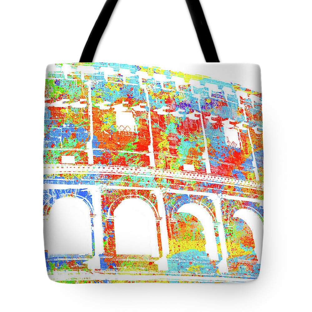 Italy Tote Bag featuring the digital art Colosseum - Colorsplash by AM FineArtPrints