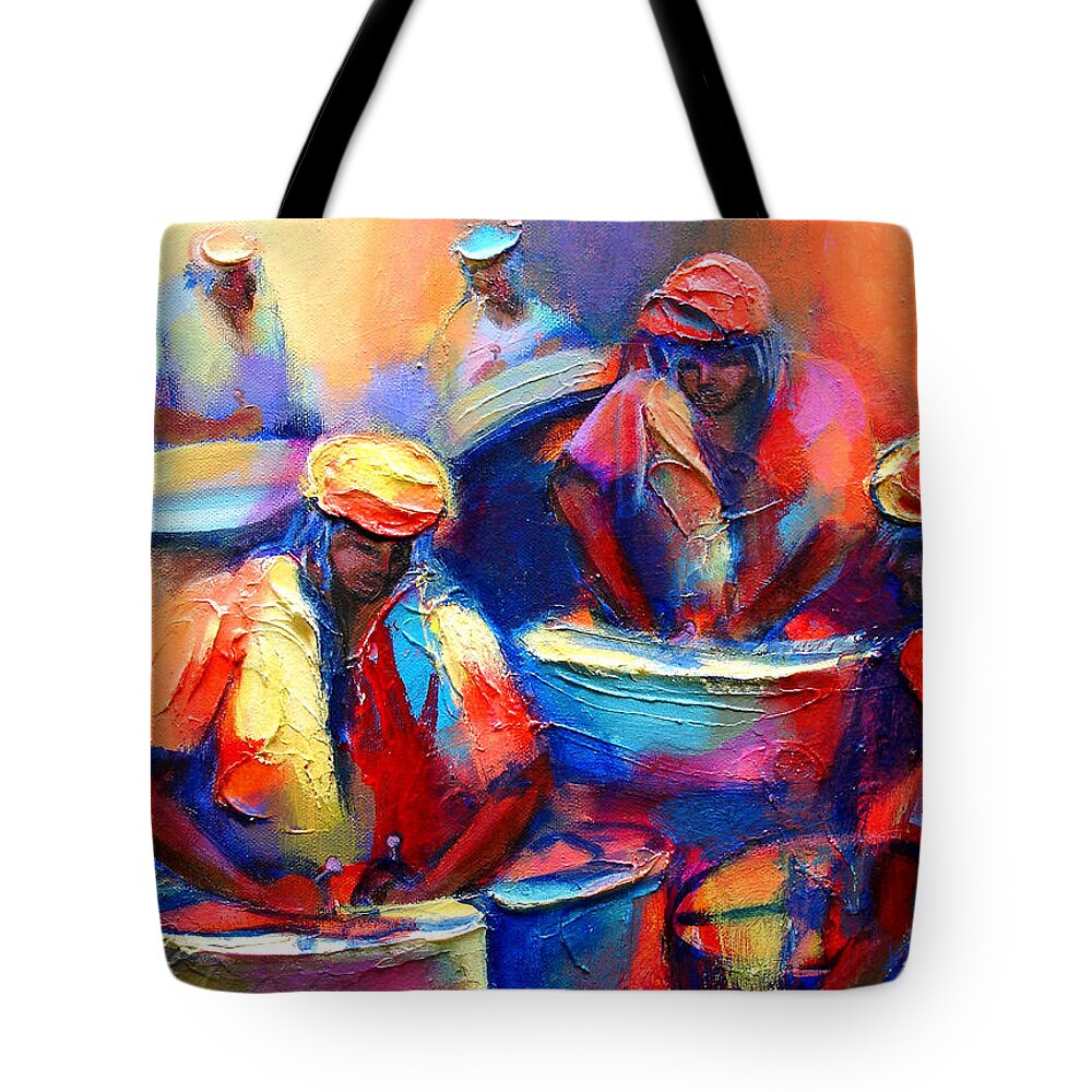 Colour Pan Tote Bag featuring the painting Colour Pan by Cynthia McLean