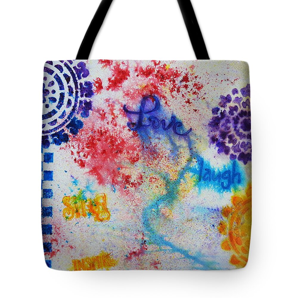Brusho Tote Bag featuring the mixed media Colourful Abstract by Betty-Anne McDonald